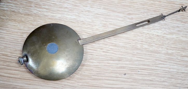 A late 19th century mahogany wall dial with pendulum, Stokmar movement, 25cm. Condition - fair to good, not tested